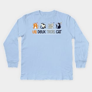 Un deux trois cat Kids Long Sleeve T-Shirt